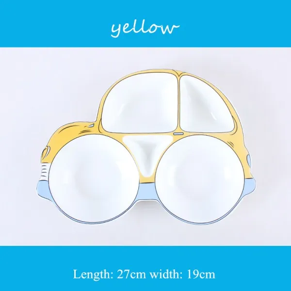 Керамическая пластина для моделирования автомобиля, декоративная тарелка для фруктов, Салатница, детская мультяшная посуда, блюдо для закусок - Цвет: Цвет: желтый
