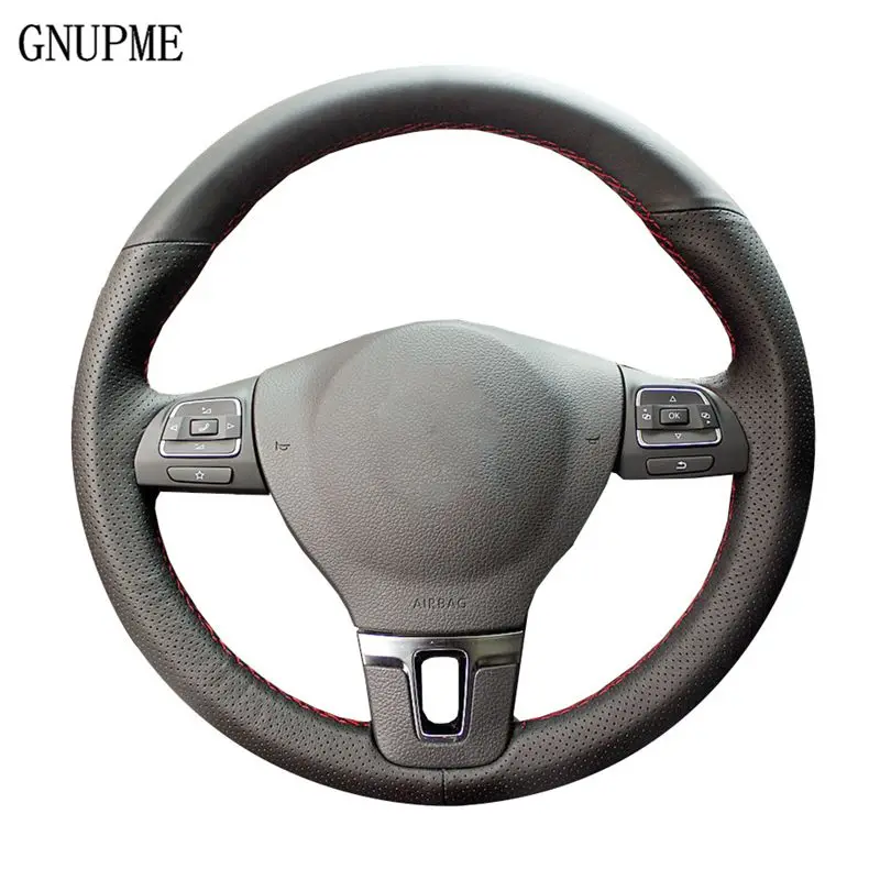 Black Genuine Leather Car Steering Wheel Cover for Volkswagen VW Golf 4