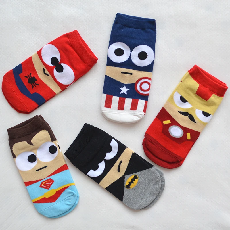 1 Par Mujeres Calcetines De Algodon De Dibujos Animados De Superheroes Kawaii Lindo De La Historieta Del Hombre De Arana De La Manera Harajuku Girls Short Tobillo Calcetines Invisibles Calcetines Aliexpress