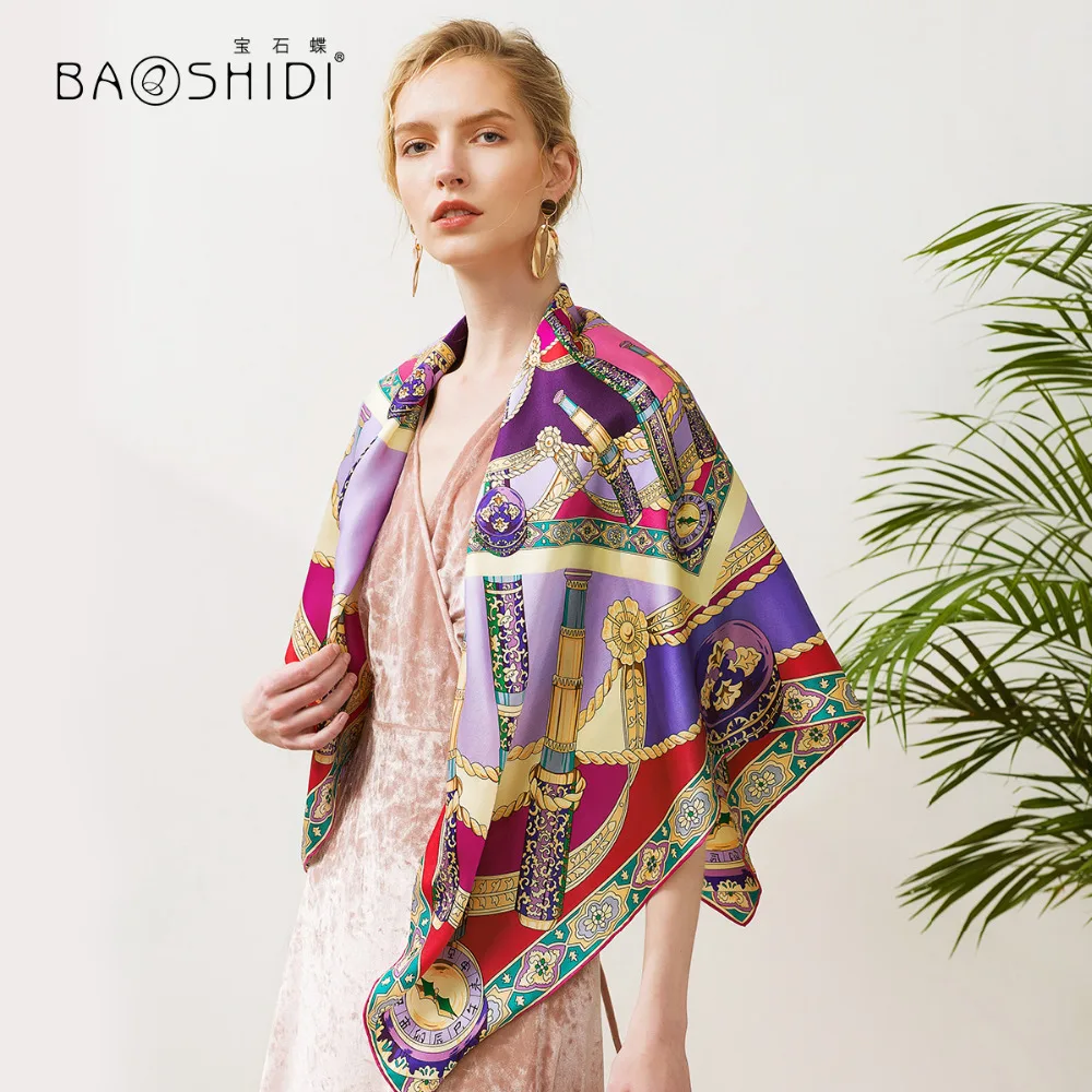 [BAOSHIDI] роскошный брендовый платок Новое поступление 2018 большой квадратный шарф