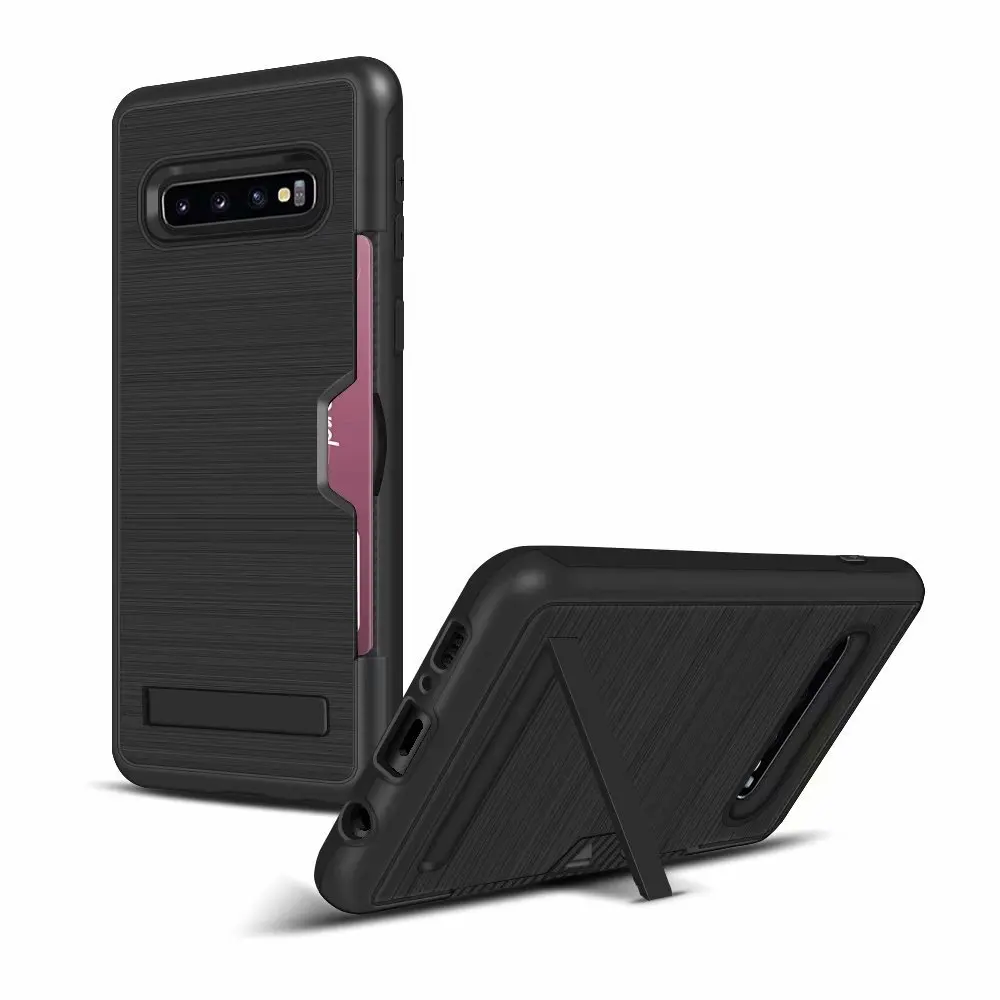 

For Samsung Galaxy S10 Luxury Hybrid Holder TPU Hard PC Wallet Mobile Card Slot Phone Case For Galaxy S10 Plus Phone Accessories