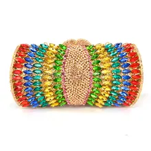 Модная расшитая кристаллами Сумочка-клатч вечерние сумки женские вечерние портмоне клатч Свадебная цепочка сумочка красный, синий, зеленый, золотой цвет Q83
