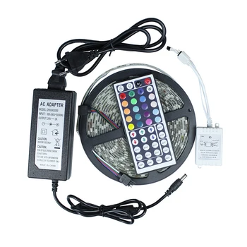 

5M 24V LED Strip Light 5050 300leds Waterproof Led Tape Ribbon RGB + 44 Key Remote Controller + 24V 2A Power Adapter Transformer