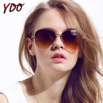 

YDO UV400 Oversized Sunglasses Women Alloy Luxury Brand Designer Aviation Sun Glasses Vintage Retro Trendy Big Pilot Sunglasses