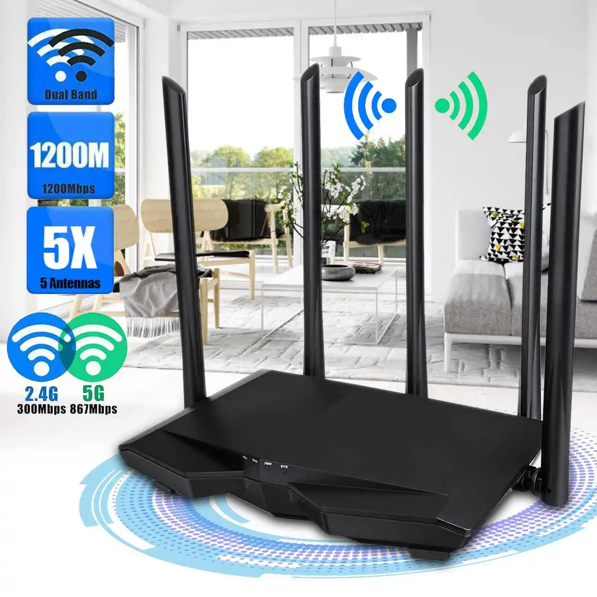 

Mi WiFi Router Through Wall WiFi Repeater 5 Antennas Wireless Smart Internet Router Dual-Band 5G&2.4G High Speed Wifi Fiber