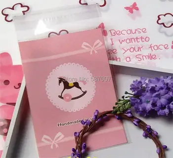 

100pcs 18x23cm Big Cute Horse Self Sealing Plastic Clear Cookie Bags For Baking Biscuit Snack Food Handmade Soap Candy Free Ship