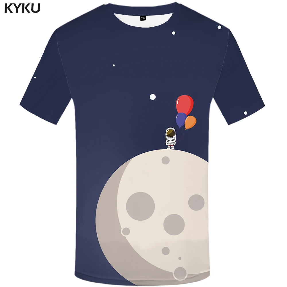 

Funny T shirts Astronaut T-shirt Men Cartoon Anime Clothes Moon Tshirts Casual Harajuku Shirt Print Funny T-shirts 3d