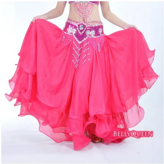 1 шт. шифон Сияющий Атлас длинная юбка Свинг Юбка Платье для танцев танец живота костюм 14 видов цветов - Цвет: rose