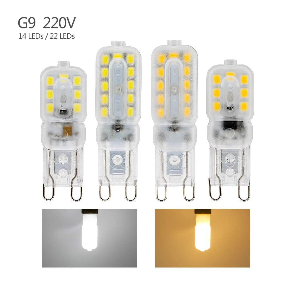 Мини G9 диммируемая Светодиодная лампа 14 22 светодиодов 220 В 2835 SMD Светодиодный