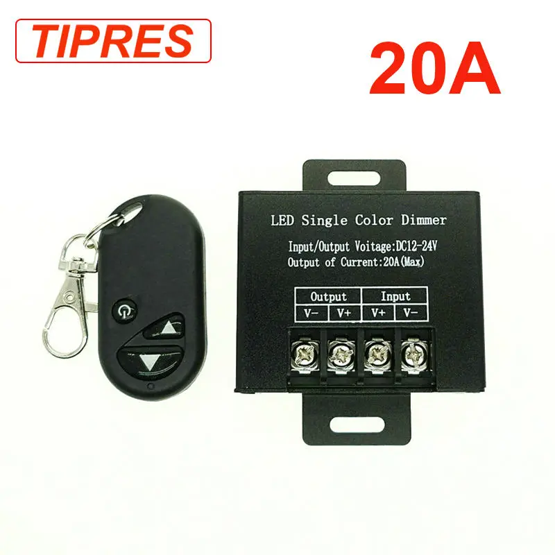 

DC 12V 24V 20a RF Wireless Remote LED Single Color Dimmer Brightness Controller Switch Lamp For Spotlight /Recessed /Strip Light
