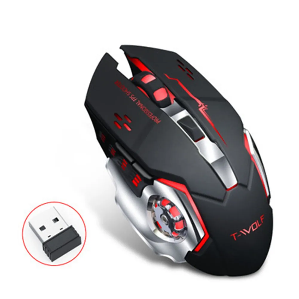 

Rechargeable Wireless Mouse Q13 Mute Ergonomic Game Mouse 6 Key RGB Backlight 2400 DPI Laptop Professional Game Player