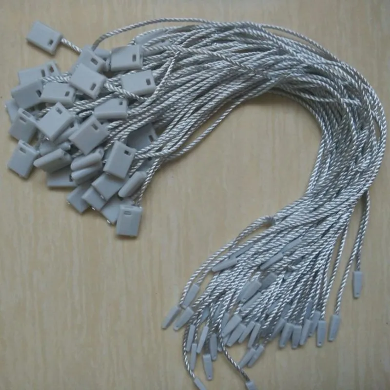 1000pcs Grey paper tags clothing seal cords 7 inches Hang tag seal strings for dress
