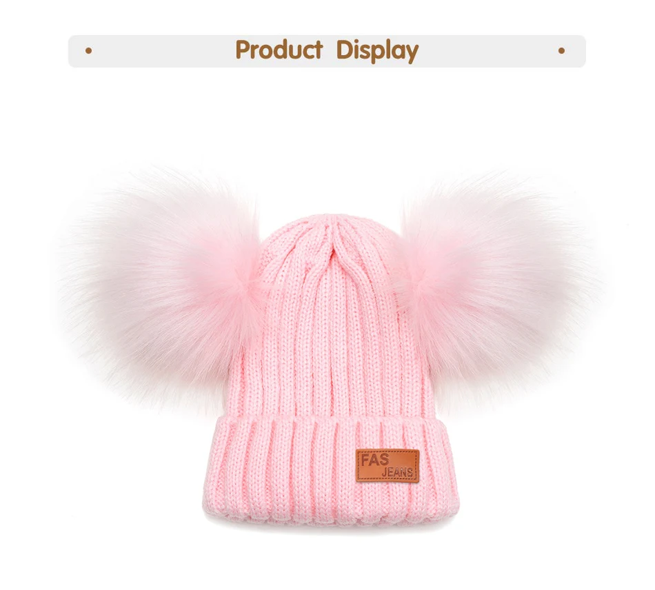 New Pompom Newborn Baby Winter Hats Kids Girls Boys Warm Knit Hat Furry Balls Pompom Solid Warm Cute Lovely Beanie Cap Gifts