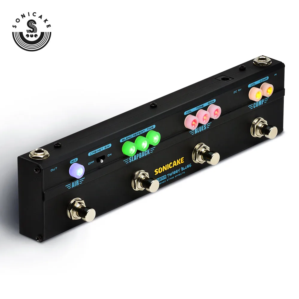 Sonicake Multi Effect Guitar Pedal Twiggy Blues 4 in 1 Effect Combined Compressor Overdrive Delay Reverb 4 Type Plug QCE-20 Sonicake Multi Effect Guitar Pedal Twiggy Blues 4 in 1 Effect Combined Compressor Overdrive Delay Reverb 4 Type Plug QCE-20