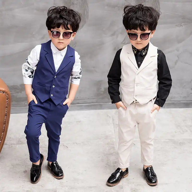 Traje De Boda Para Ninos Americana Formal Para Ninos Otono 2019 Chaleco Para Ninos Pequenos Pantalones 2 Uds Traje Para Ninos Para Fiesta Ropa De Algodon Para Ninos Aliexpress
