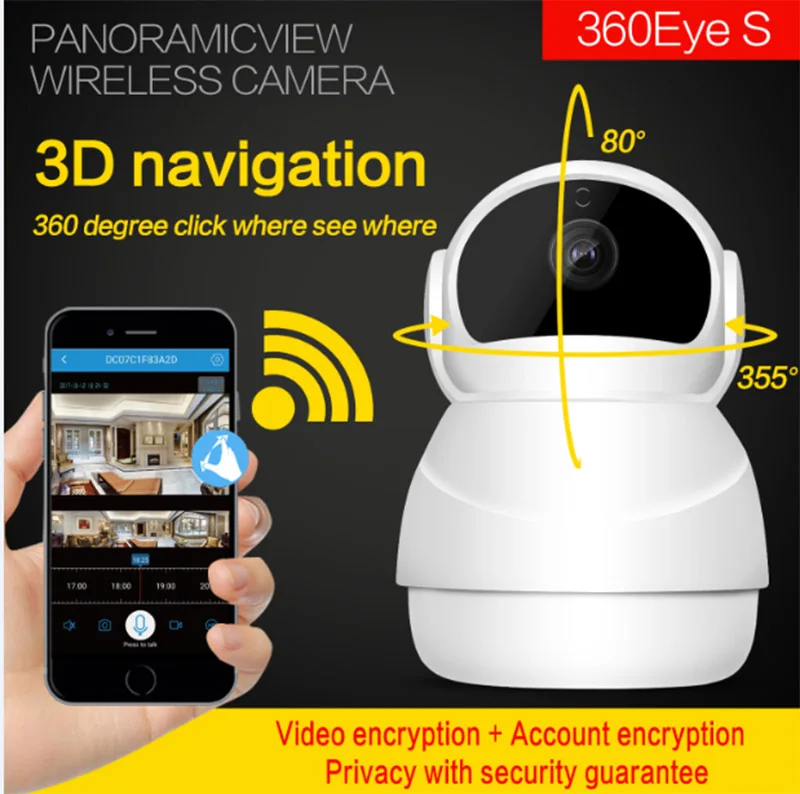 WiFi Panoramic Camera IP 360 Degree FishEye 1.3MP Security Mini CCTV Cam HD 1080P 3D VR Wireless Smart Camcorder TF Card Slot I