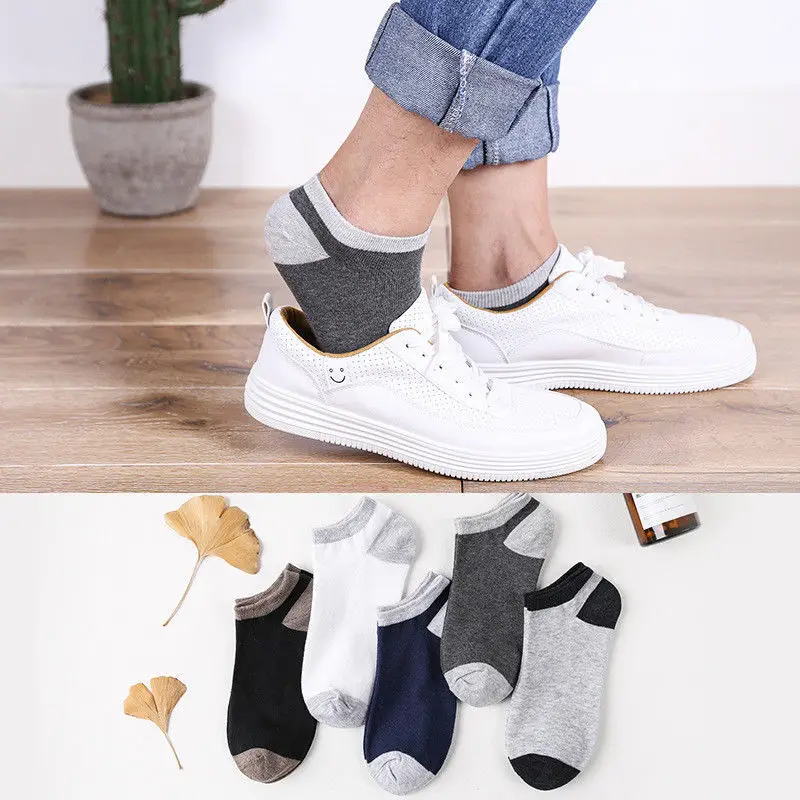 10 шт. = 5 пар, мужские короткие Дышащие носки, низкие невидимые носки-башмачки, тапочки, удобные модные мужские носки по щиколотку - Цвет: Colour bump in socks