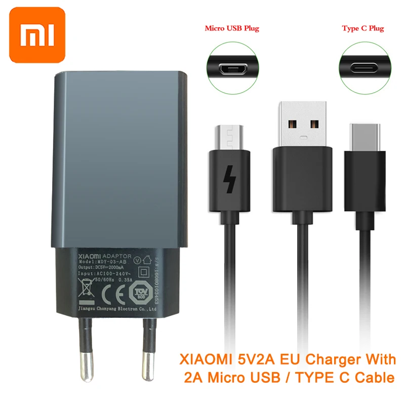 XIAOMI MI 5v2a EU зарядное устройство синхронизации данных Micro Usb кабель 2A TYPE C кабель для XIAOMI MI Redmi Note 3 4 5 4c 4S 5S 6 5x A1 A2 Lite MIX