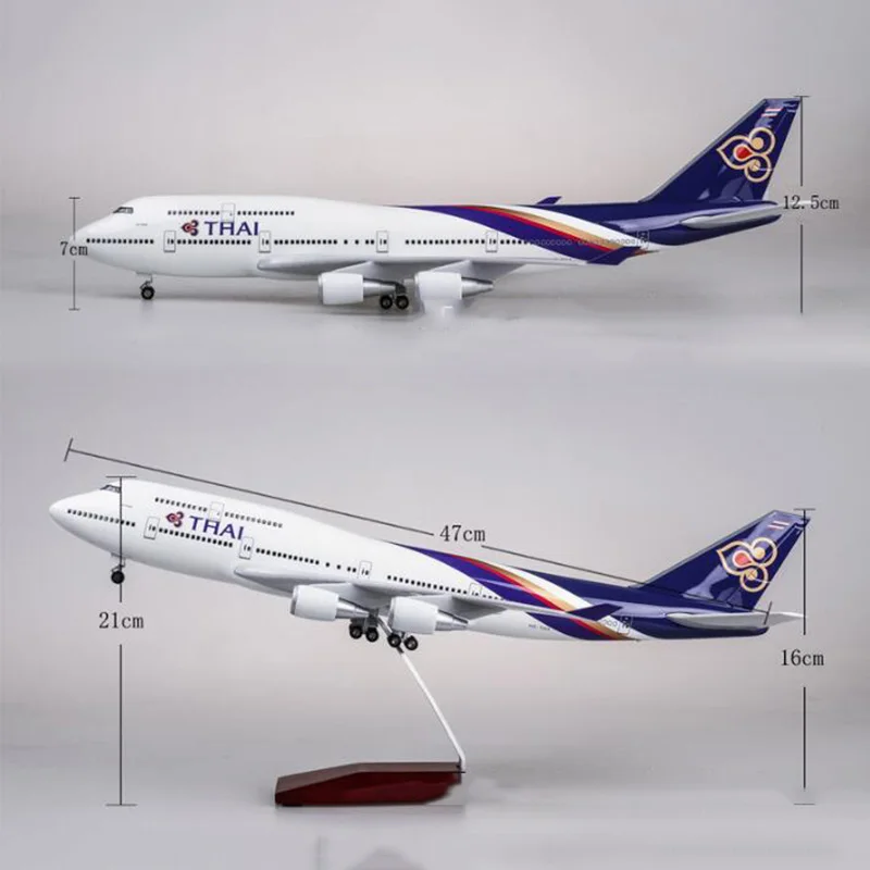 1/150 масштаб 47 см самолет Boeing B747 самолет Таиланд Тайская авиакомпания Модель W светильник и колесо литья под давлением пластиковая Смола собрать ребенок подарок