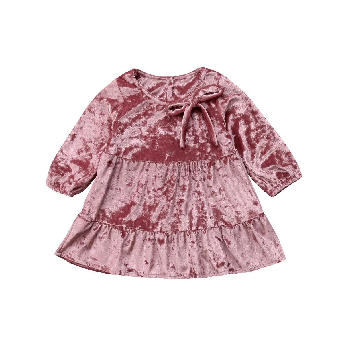 Вельветовое платье принцессы для девочек вечерние зимние платья с длинными рукавами для маленьких девочек с бантом, пышные модные платья для детей года