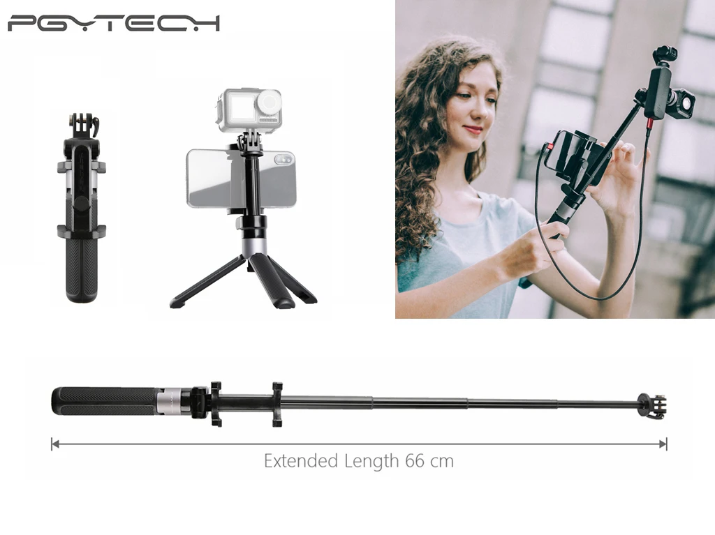 

PGYTECH Extension Pole Tripod Selfie Stick PLUS for DJI OSMO ACTION/OSMO POCKET/GoPro 8 Insta360 One X Sports Camera Accessories