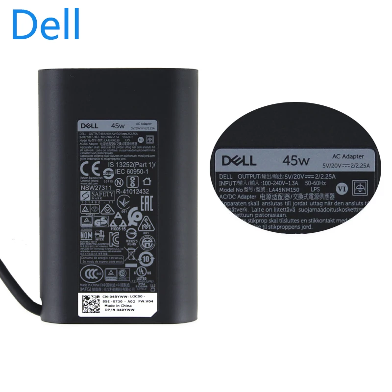 Подлинная HA30NM150 dell 5V2A 20V2. 25A 45 Вт USB-C Тип C ноутбук адаптер переменного тока Питание подзарядка для dell XPS12 9250