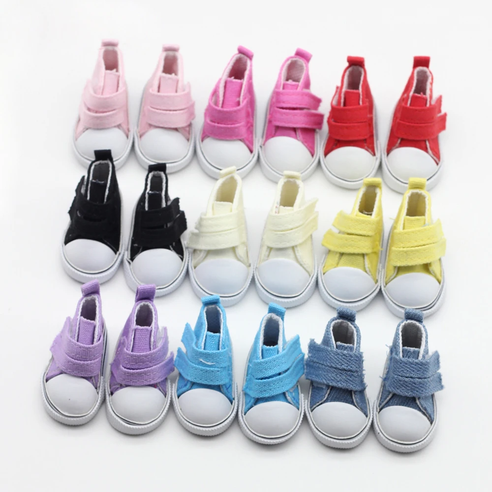 One pair Assorted 9 Color 5cm Canvas Shoes For BJD font b Doll b font Fashion