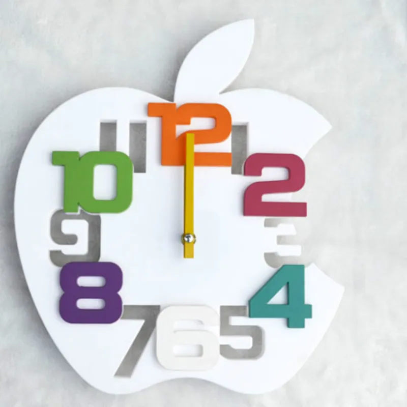 Креативные настенные часы Times Quartz новые модные украшение дизайн Apple Мультяшные