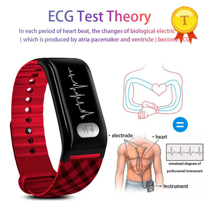 Новинка 0 96 дюймов OLED IP67 Водонепроницаемый ECG PPG смарт браслет монитор сердечного