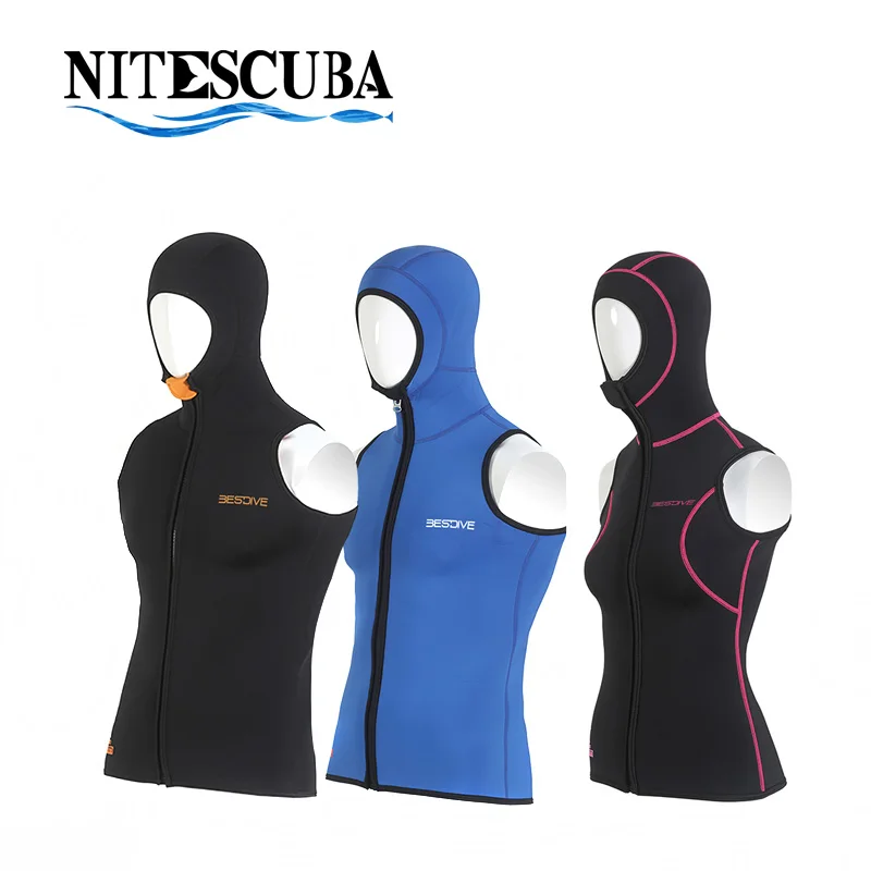 

NiteScuba Diving 3mm vest wetsuit sleeveless hood for underwater photography man woman divers snorkeling accessories