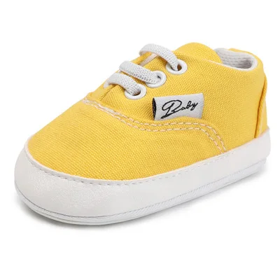 Парусиновые Детские кроссовки; спортивная обувь для девочек и мальчиков; детская обувь для ползунков; для малышей; с твердой подошвой; противоскользящие; для первых ходунков - Цвет: yellow
