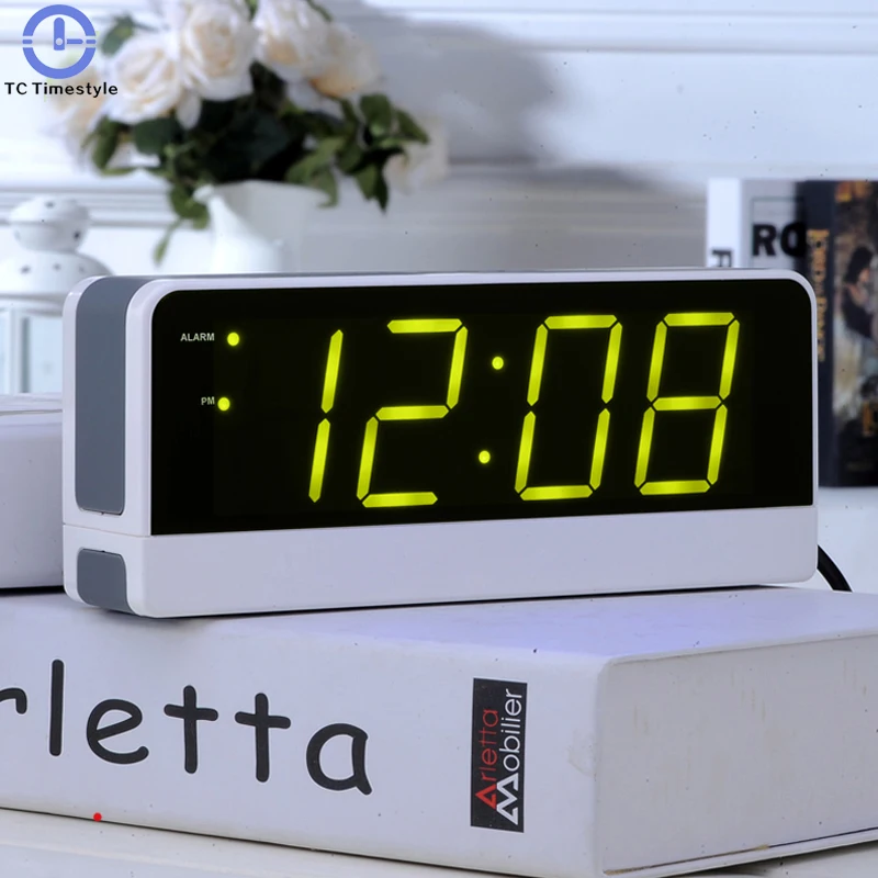 

LED Big Screen Digital Electronic Alarm Clock Student Children Snooze Old Man Seat Bell Mute Luminous Bedside Clock