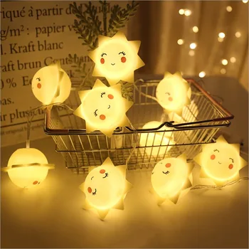 10 Led Light String Zon Glimlach Eenhoorn Slingers Batterij Usb Kid Meisje Christmas Light Vakantie Party Slaapkamer Nursery Fairy Lights