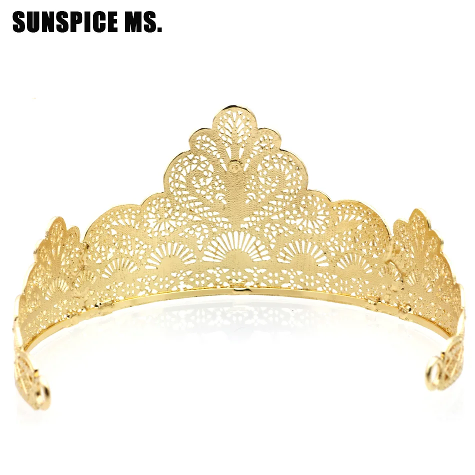 Acessórios de Jóias de Cabelo Sunspicems Ouro Flor Nupcial Coroa Strass Tiaras Feminino Casamento Beleza Rainha Fase Presente 3 Joias para o cabelo