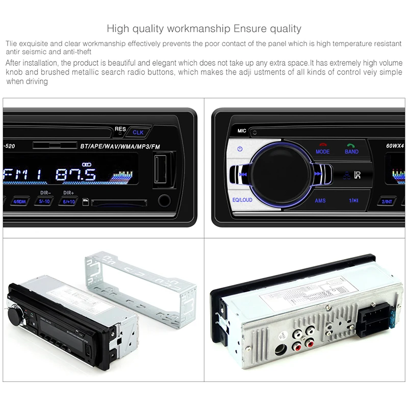 Autoradio 1 din coche radio JSD-520 coche estéreo bluetooth de audio mp3 grabadora usb sd entrada aux oto teypleri auto radio reproductor de coche