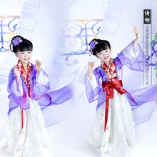 Yi Liu/красивый фиолетовый костюм с аппликацией для девочек; костюм ханьфу для маленьких девочек; танцевальный костюм для сцены