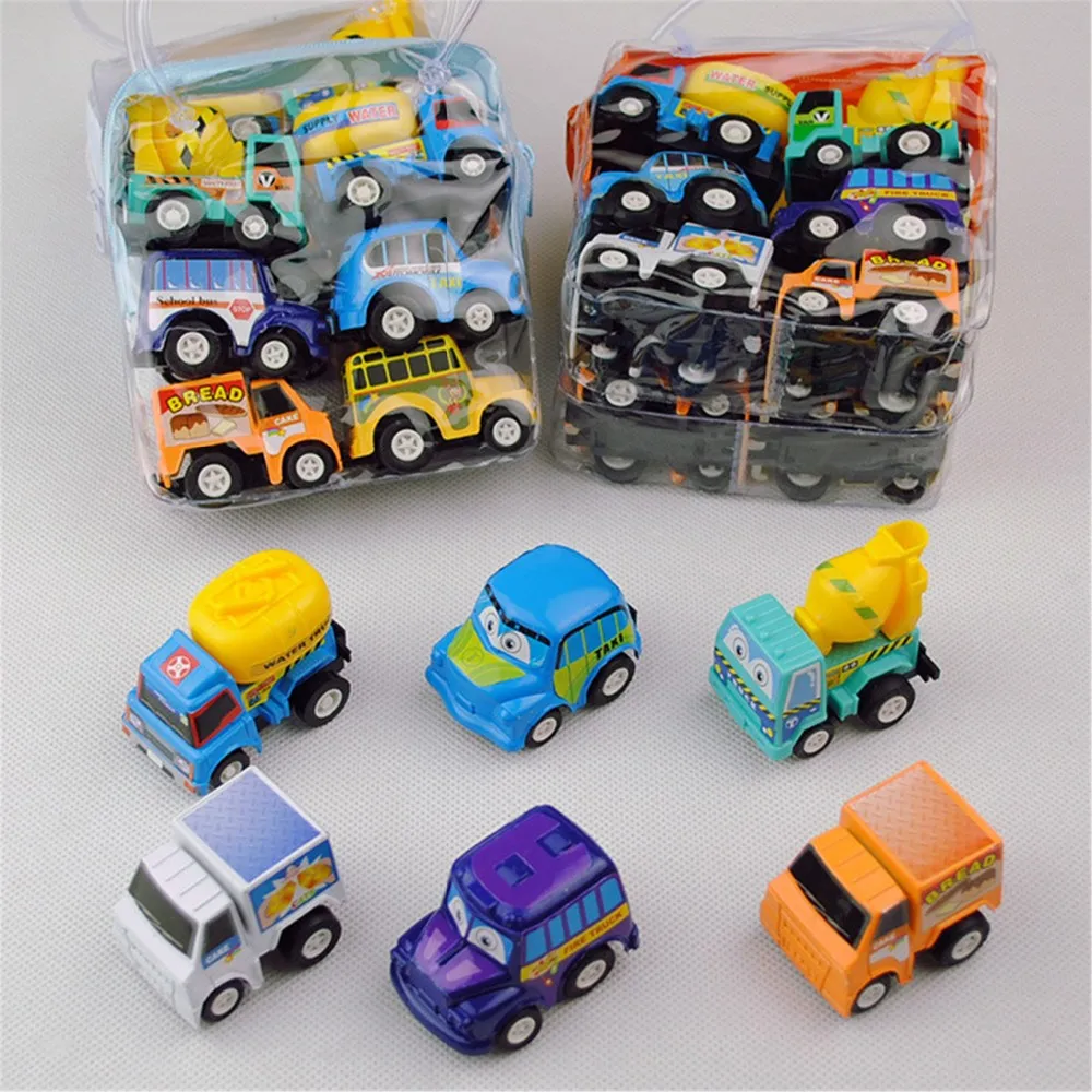 wholesale 6/Set bag Pull Back Inertial Car Plastic Mini Truck Set