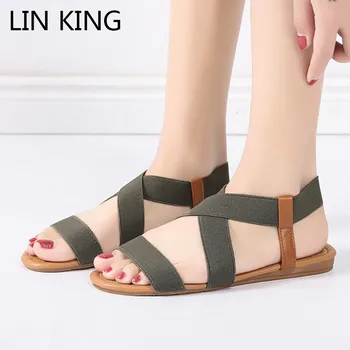 

IN KING Woman Sandals Fashion Gladiator Sandals For Women Summer Shoes Female Flat Sandals Rome Cross Tied Beach Sandals Shoes