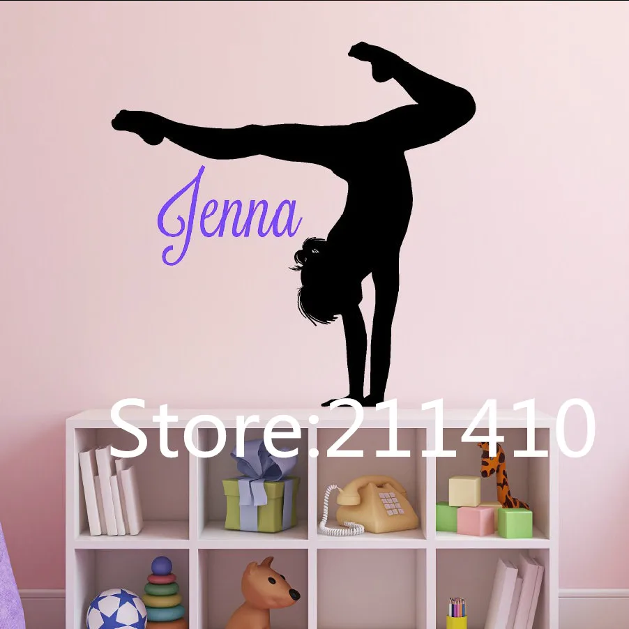 Personalized Name Gymnastics Wall Stickers Gymnastics Player Wall Art