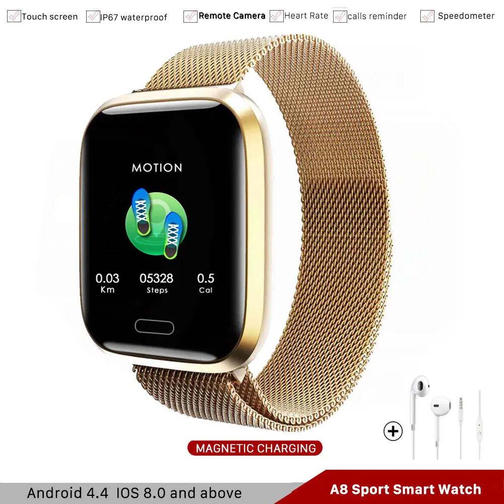 

New A8 Fitness Tracker Smart Watch Man Heart Rate Full touch 1.3" IP68 Waterproof Bluetooth Sports Smartwatch for Android & iOS