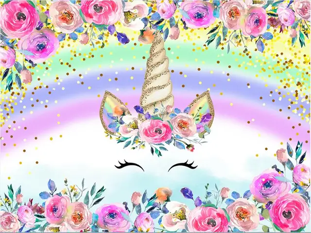 New Photographic Background Unicorn Birthday Twinkle Little Star Flower Backdrop Photocall Unicornio Toile De Fond Anniversaire Background Aliexpress