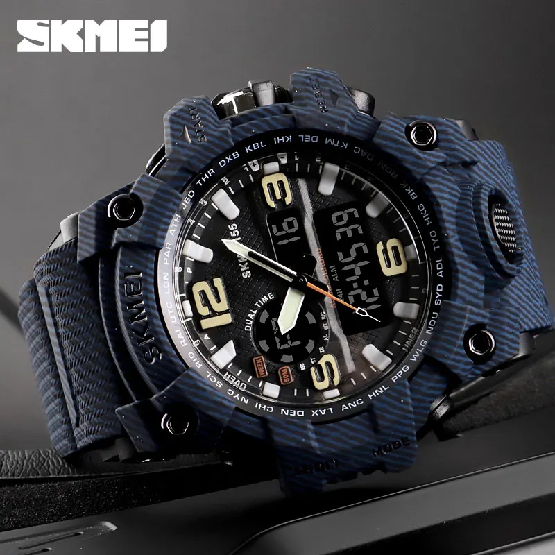 SKMEI Brand Men Sports Watches Outdoor Military 50M Waterproof Analog Digital LED Electronic Wristwatches Relogio Masculino 1155