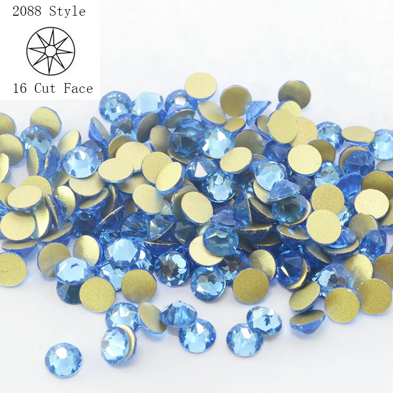 

Non hotfix Rhinestone Flatback Crystals Strass 16 Cut Face 1440pcs/Lot ss20 Light Sapphire 3D Nail Art Rhinestones