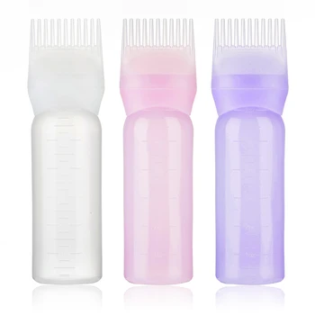 

60ml Plastic Hair Dye Filling Bottle Applicator with Graduated Brush Dispensing Salon Hair Coloring Dyeing Styling Tools