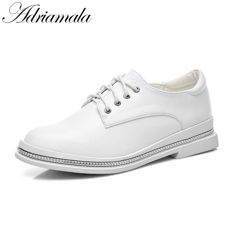 

2018 Spring Pointed Toe Lace-up Derby Shoes For Women Brand Designer British Style Low Heels Fashion Ladies Dress Shoe Adriamala