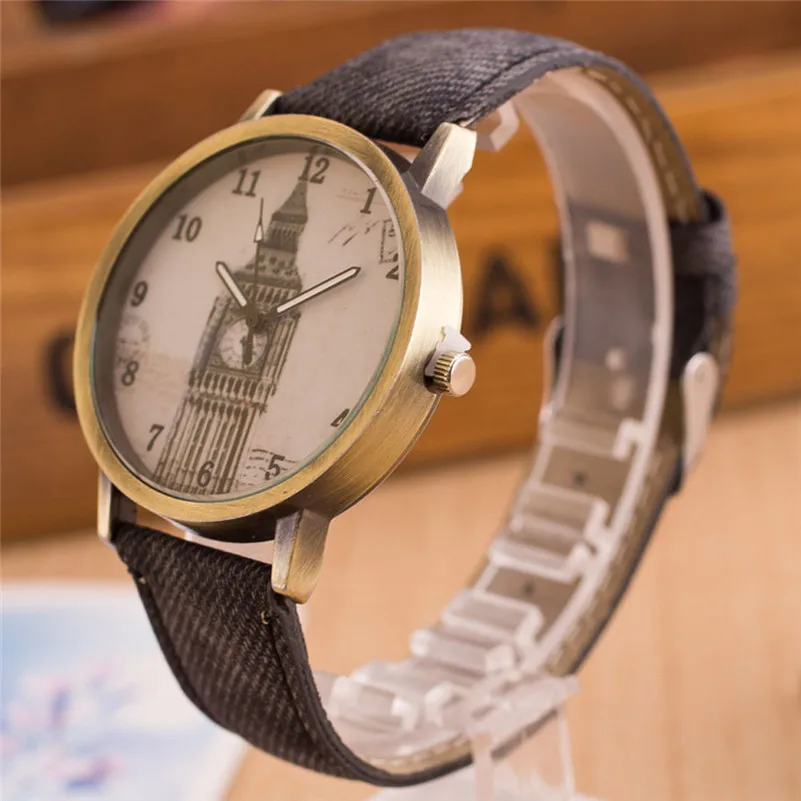 NEW Women's watches casual watches Retro Clock Tower WristWatch Cowboy Leather Band alloy Analog Quartz Watch Montre femme M21 (16)