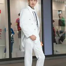 Костюм мужские Панталоны Мужская хора смокинг белые костюмы Мужской хост одежда костюм Homme Mariage