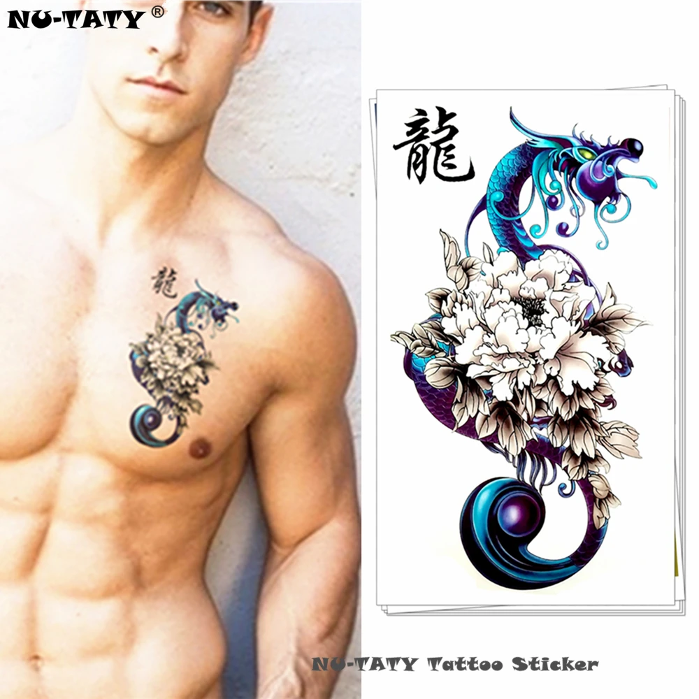 

Nu-TATY Azure Emerald Dragon Temporary Tattoo Body Art Flash Tattoo Stickers 17*10cm Waterproof Fake Tatoo Car Styling Sticker