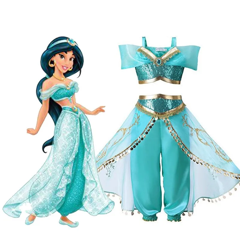 Aladdin Lamp Princess Jasmine Costumes Cosplay For Children Halloween Party Belly Dance Dress Girls Indian Princess Costume Aladdin Lamp Princess Jasmine Costumes Cosplay For Children Halloween Party Belly Dance Dress Girls Indian Princess Costume