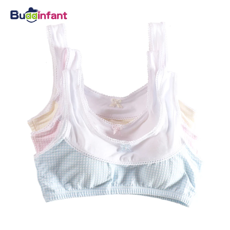 Teenage Underwear Cup Plaid Lingerie children thin Cotton Young Girls Training Bras Wireless tank tops small Bra for Kids child